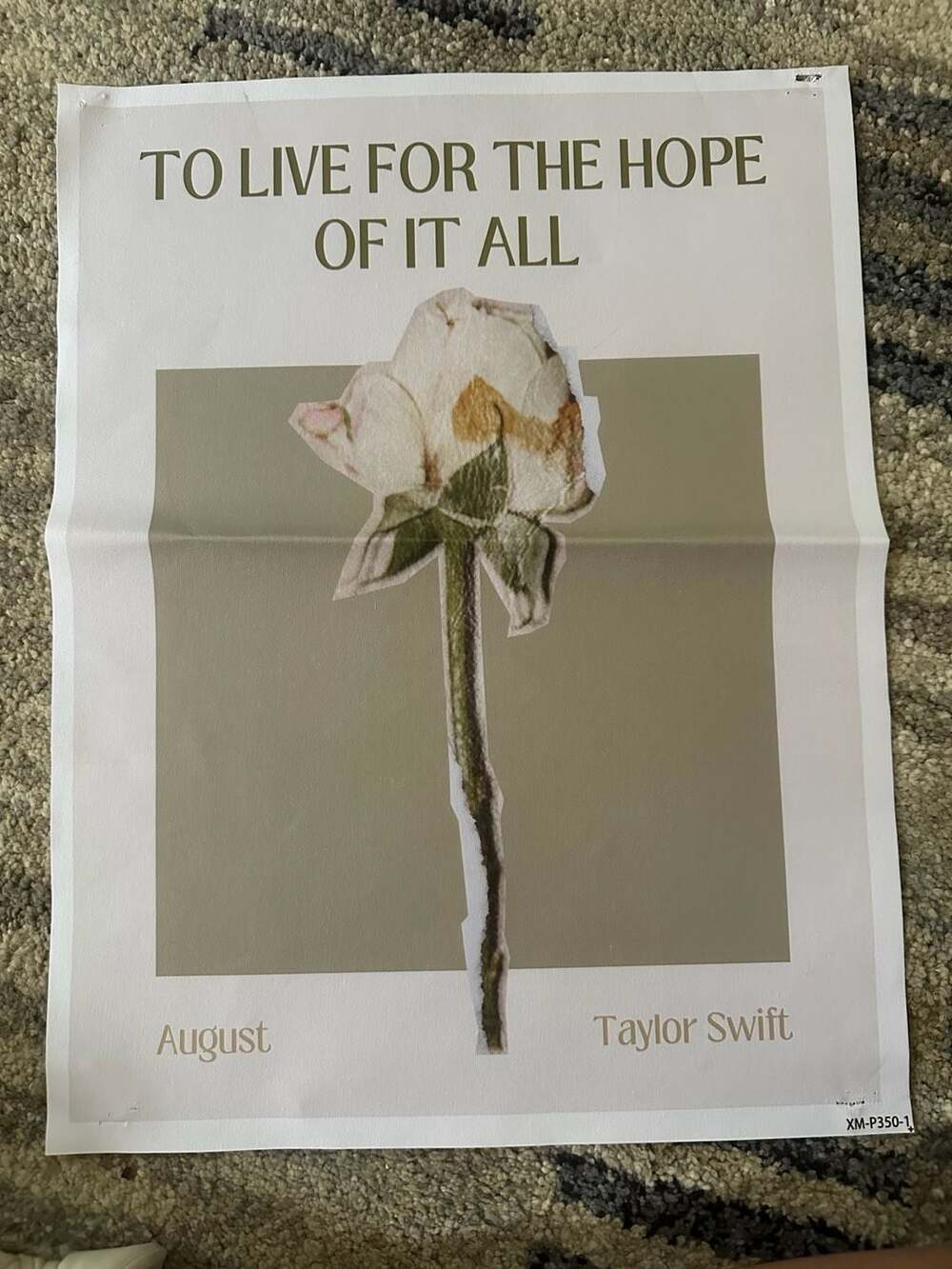 Taylor Swift August Song Lyrics Canvas Poster To Live For The Hope Of It All